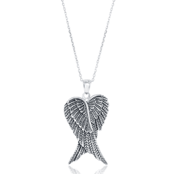 Sterling Silver Pair of Angel Wings Pendant  - J-2534