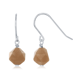 Sterling Silver Peach Moonstone 8MM Rock Earrings  - D-6648