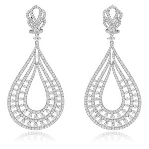 Sterling Silver Rhodium Plated and CZ Chandelier Earrings - Black Rhodium Plated daz-dce-573b