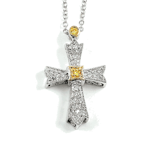 Sterling Silver Rhodium Plated and CZ Cross Necklace DAZ-DBN892