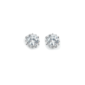 Sterling Silver Rhodium Plated and CZ Halo Stud Earrings DAZ-DCE-314