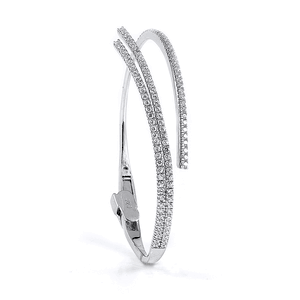 Sterling Silver Rhodium Plated and CZ Swirl Bangle DAZ-DCB-354