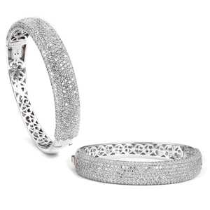 Sterling Silver Rhodium Plated and micro-pave CZ Bangle with safety clasp - Black Rhodium Plated daz-dcb-62b