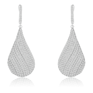 Sterling Silver Rhodium Plated CZ Chandellier Earrings DAZ-DYE-729