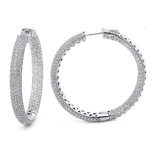 Sterling Silver Rhodium Plated & CZ Hoop Earrings DAZ-DCE-313
