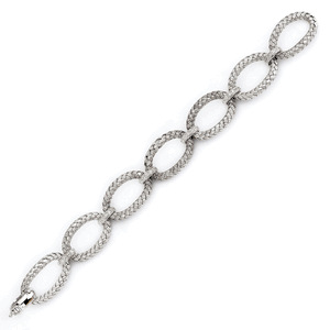 Sterling Silver Rhodium Plated Link Bracelet with Clasp DAZ-DCB-200