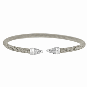 Sterling Silver Rhodium Plated with CZ Slip On Bangle DAZ-DEB-126