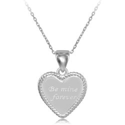 Sterling Silver Rope Border Heart Be Mine Forever Pendant  WChain  - J-2583