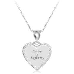 Sterling Silver Rope Border Heart Love is Infinity Pendant  WChain  - J-2584