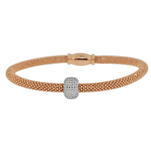 Sterling Silver Rose Gold Plated and CZ Barrel Bangle DAZ-DEB-108P
