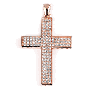 Sterling Silver Rose Gold Plated and CZ Cross Pendant DAZ-DCP-241P
