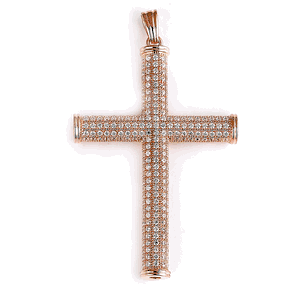 Sterling Silver Rose Gold Plated and CZ Cross Pendant DAZ-DCP-259P