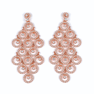 Sterling Silver Rose Gold Plated and CZ Dangle Earrings DAZ-DCE-420P