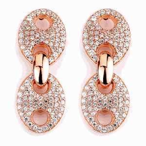Sterling Silver Rose Gold Plated and CZ Link Earrings DAZ-DCE-118P