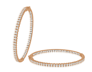 Sterling Silver Rose Gold Plated and CZ Oval Hoop Earrings DAZ-DCE-25P
