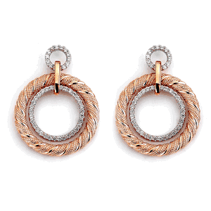 Sterling Silver Rose Gold Plated CZ Circular Earrings DAZ-DCE-238P