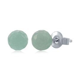 Sterling Silver Round Faceted Amazonite 6MM Stud Earrings  - D-6643
