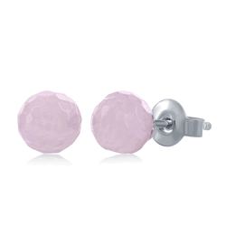 Sterling Silver Round Faceted Amethyst 6MM Stud Earrings  - D-6638