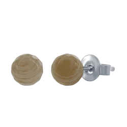 Sterling Silver Round Faceted Brown Persian Agate 6MM Stud Earrings  - D-6663