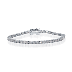 Sterling Silver Round Prong- Set 3mm Gray Ice Tennis Bracelet - 7 Inch - T-7362