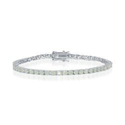 Sterling Silver Round Prong- Set 3mm Light Green Ice Tennis Bracelet - 7 Inch - T-7361