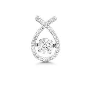 Sterling Silver Shimmering Diamond w Illusion Cut Teardrop Pendant .07cttw - 18 Inch - DIK-6821