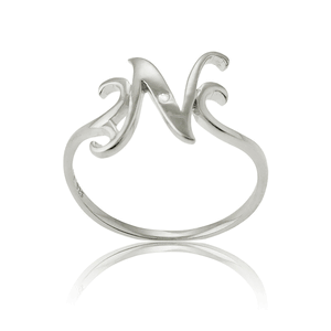 Sterling Silver Single CZ N Ring - Size 8 - W-9485-8