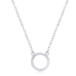 Sterling Silver Single Open Circle Necklace - 16 Inch - L-3802