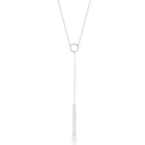 Sterling Silver Small Open Circle with Hanging Bar Necklace - 16 Inch - L-3862