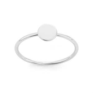 Sterling Silver Small Shiny Disc Ring - Size 6 - W-1537-6
