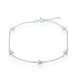 Sterling Silver Starfish Anklet - 9 Inch - R-9216
