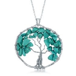 Sterling Silver Turquoise Beads Tree of Life Pendant  - K-7907