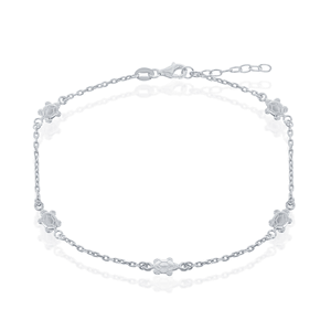 Sterling Silver Turtles Anklet - 9 Inch - R-9213