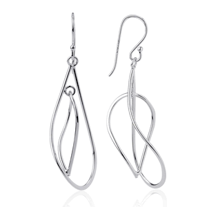 Sterling Silver Twisted Teardrops Interlocking Earrings  - A-1867