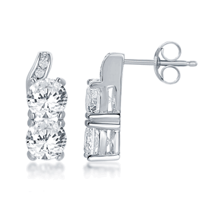 Sterling Silver Us2gether Square CZ Earrings  - D-6100