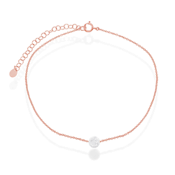 Sterling Silver White Opal Disc Anklet - Rose Gold Plated - 9 Inch - R-9204