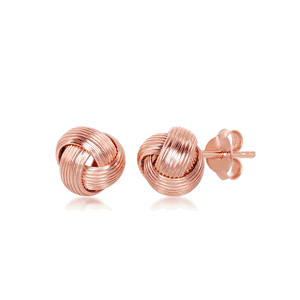 Sterling Silver Wire Design Love Knot Stud Earrings - Rose Gold Plated  - A-2561