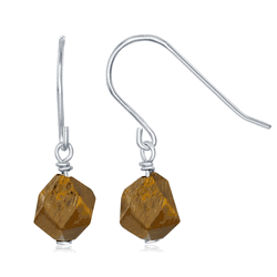 Sterling Silver Yellow Tigereye 8MM Rock Earrings  - D-6645
