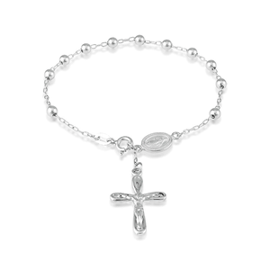 Sterling Sliver Beaded Rosary - 7.5 Inch - S-4800