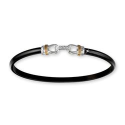 Titanium Bar with Link Top Hook Bracelet - Silver & 14K 4mm 7.5 Inch - C4LKDBT75