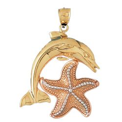 Tricolor Dolphin with Starfish Gold Charm DAZ-5