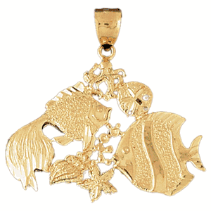 Tropical Fish and Coral Gold Charm DAZ-707