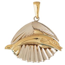 Two Tone Shell with Dolphin Gold Charm DAZ-2