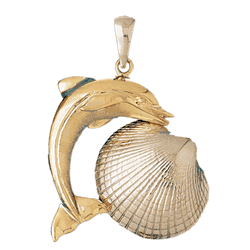 Two Tone Shell with Dolphin Gold Charm DAZ-4