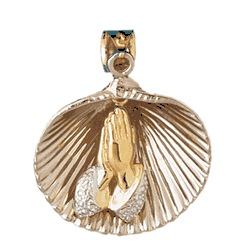 Two Tone Shell with Praying hands Gold Charm DAZ-13