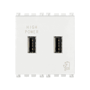 Vimar Arke USB Duplex Charging Outlet, 5V/2.1A White
