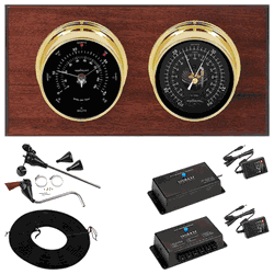 Wi-Fi Hatteras 2 Dial Weather Stations Wind, Pressure - Brass/Black, Mahogany
