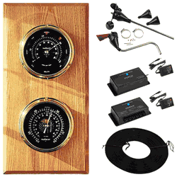 Wi-Fi Hatteras 2 Dial Weather Stations Wind, Pressure - Brass/Black, Oak
