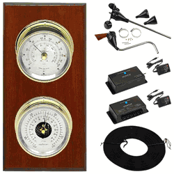 Wi-Fi Hatteras 2 Dial Weather Stations Wind, Pressure - Brass/Silver, Mahogany