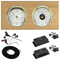 Wi-Fi Hatteras 2 Dial Weather Stations Wind, Pressure - Brass/Silver, Oak